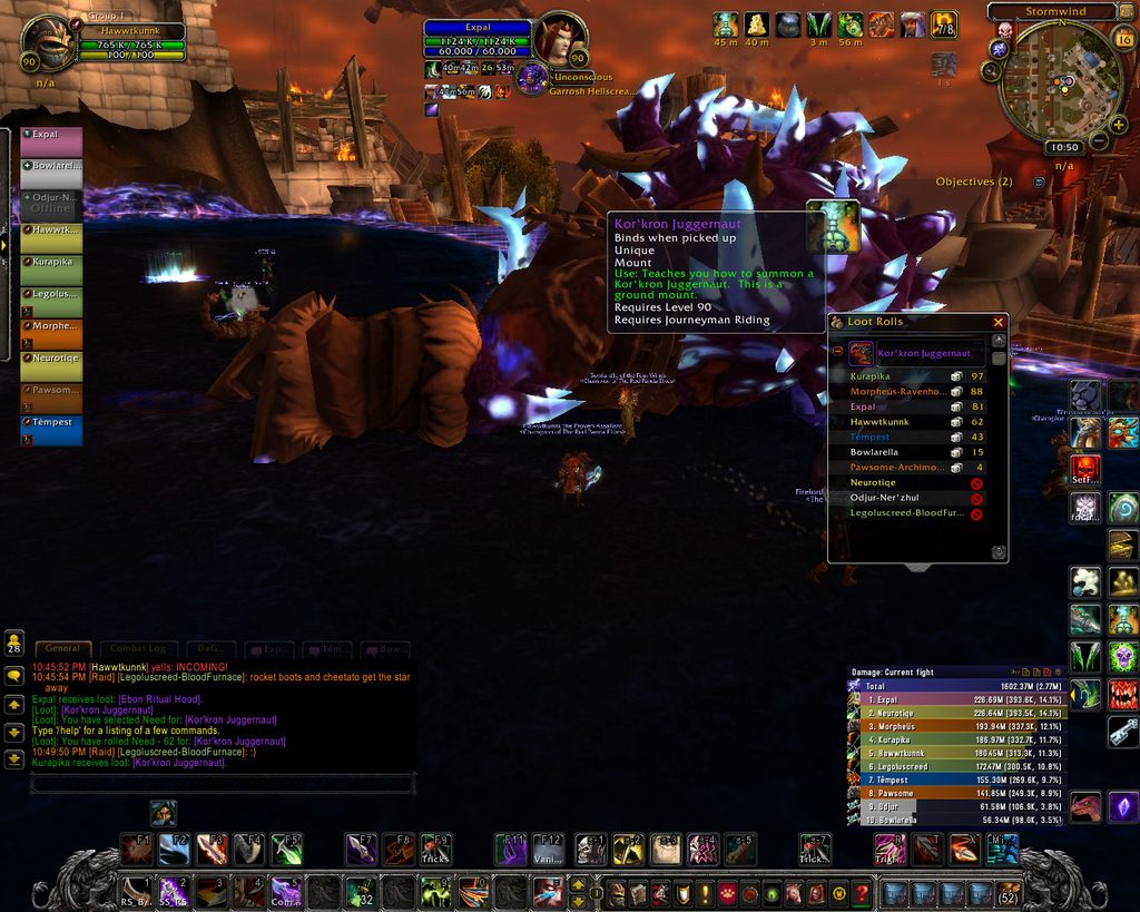 Kurapika, Morpheus-Ravenholdt, Expal, Hawwtkunnk, Tempest, Bowlarella, Pawsome-Archimonde, Neurotiqe, Odjur-Ner'zhul, Legoluscreed-BloodFurnace